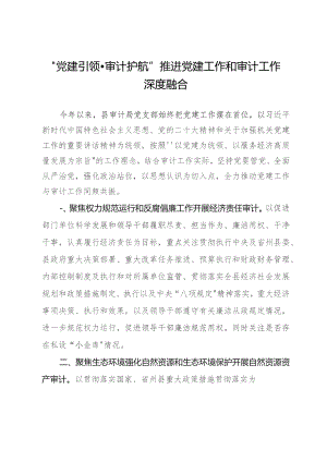 审计局机关党建典型案例材料：“党建引领·审计护航”推进党建工作和审计工作深度融合.docx