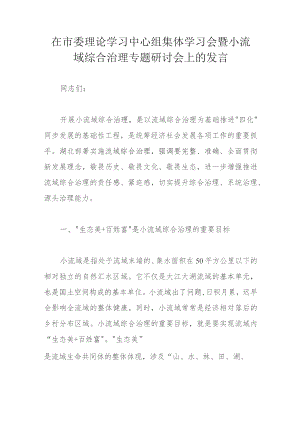 在市委理论学习中心组集体学习会暨小流域综合治理专题研讨会上的发言.docx