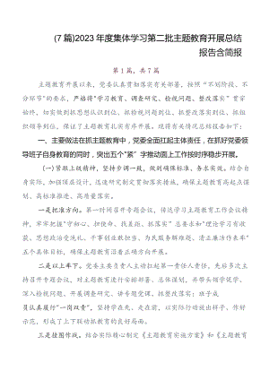 7篇第二批专题教育专题学习工作汇报附简报.docx