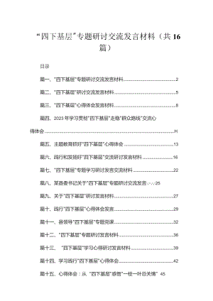 “四下基层”专题研讨交流发言材料最新精选版【16篇】.docx