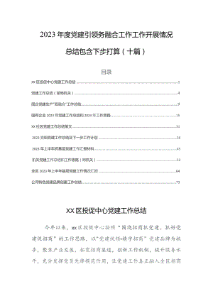 2023年度党建引领务融合工作工作开展情况总结包含下步打算（十篇）.docx