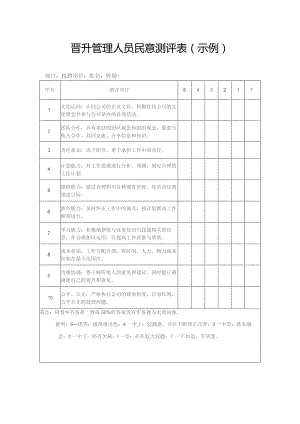 晋升管理人员民意测评表.docx