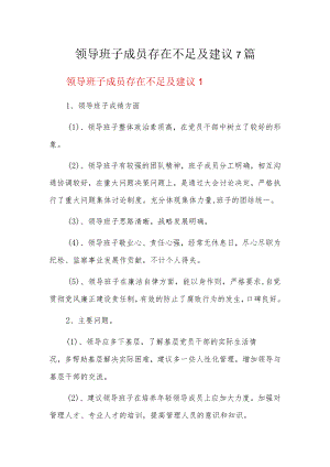 领导班子成员存在不足及建议7篇.docx