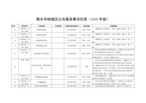 衡水市桃城区公共服务事项目录2020年版.docx