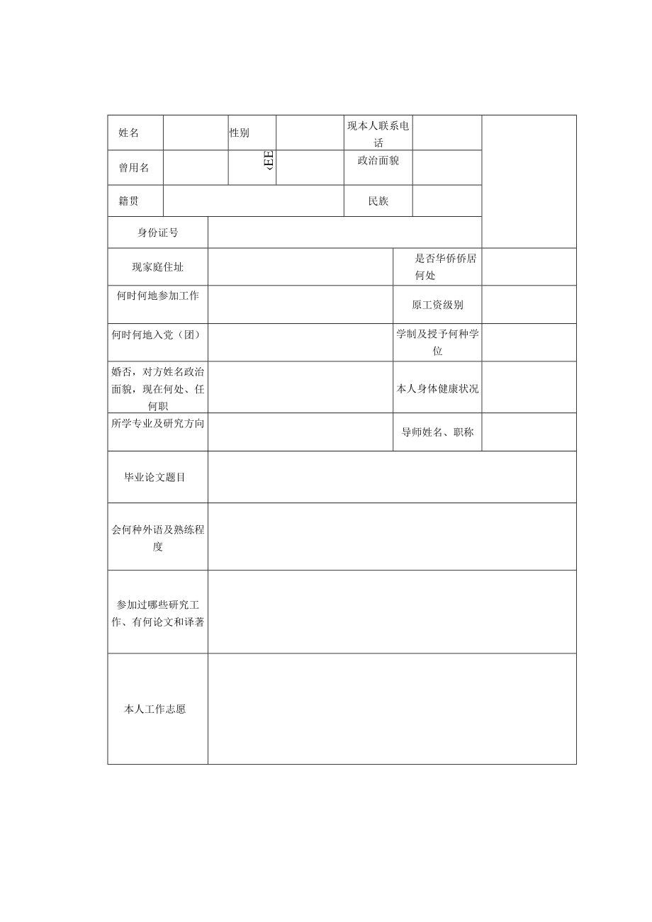 XX工程大学毕业研究生登记表.docx_第3页