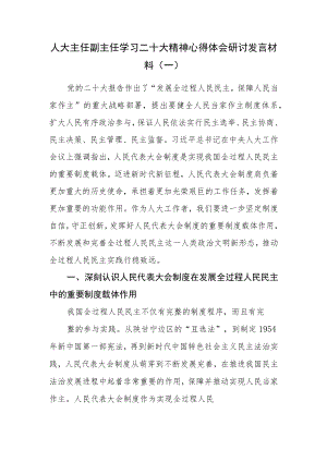 （4篇）人大主任副主任学习二十大精神心得体会研讨发言材料.docx