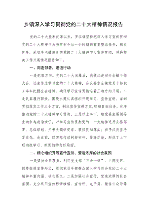 乡镇深入学习贯彻党的二十大精神情况报告【三篇】精选.docx