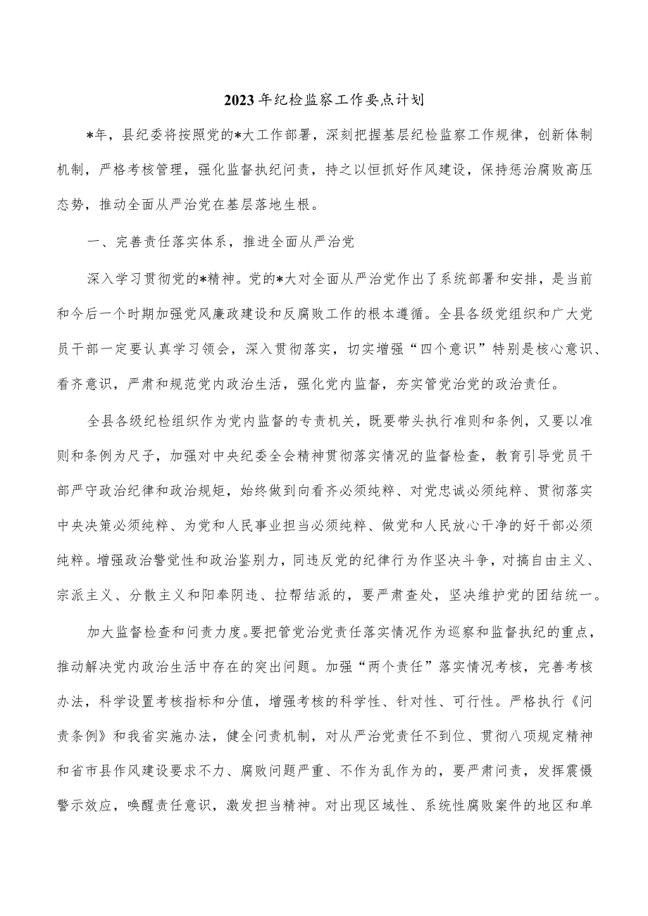 2023年纪检监察工作要点计划.docx_第1页