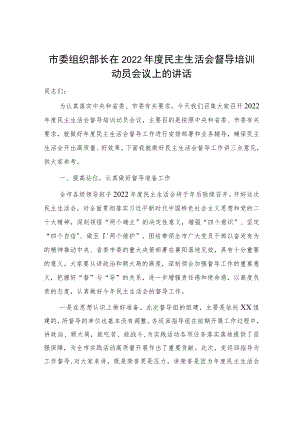 组织部长在2022年度民主生活会督导培训动员会议上的讲话.docx