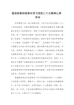 基层检察院检察长学习党的二十大精神心得体会【精选三篇】.docx