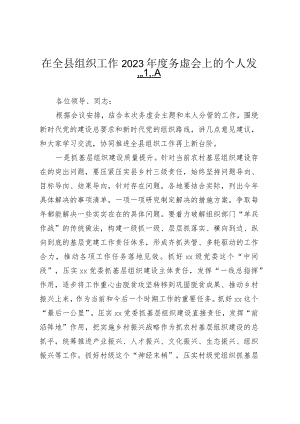 在全县组织工作2023年度务虚会上的个人发言.docx