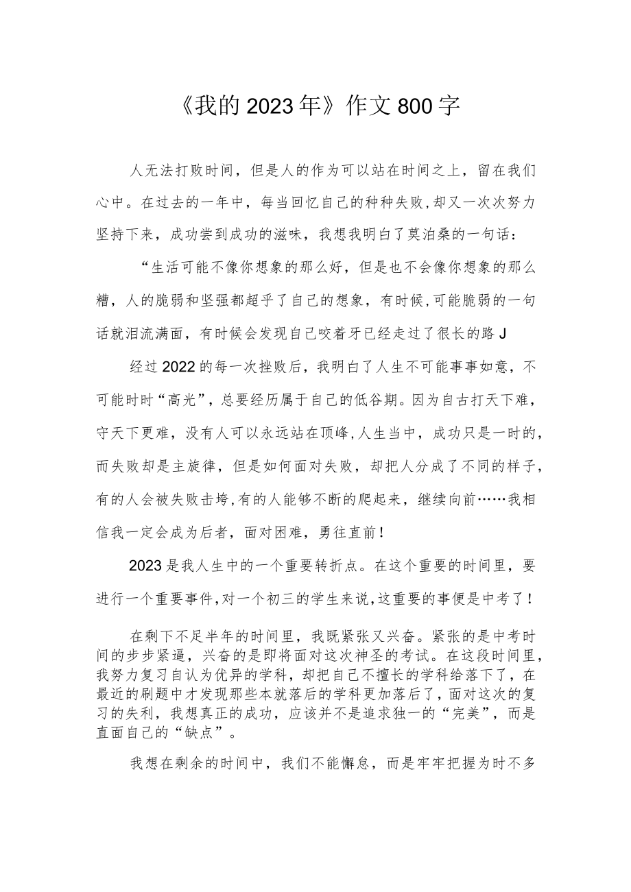 《我的2023年》作文800字.docx_第1页