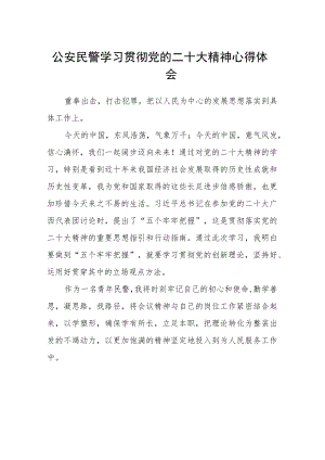 公安民警学习贯彻党的二十大精神心得体会通用版(三篇).docx