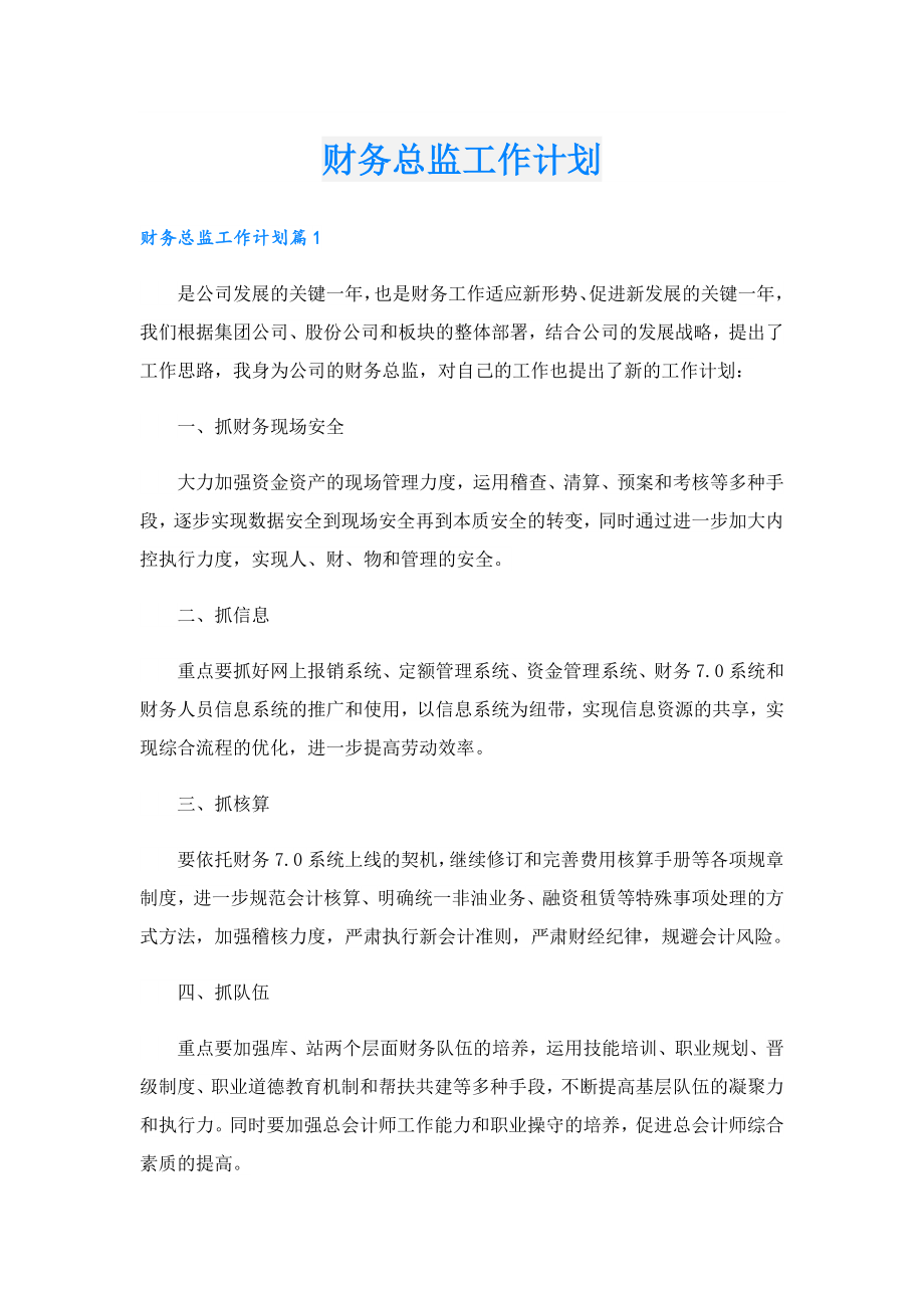 财务总监工作计划.doc_第1页