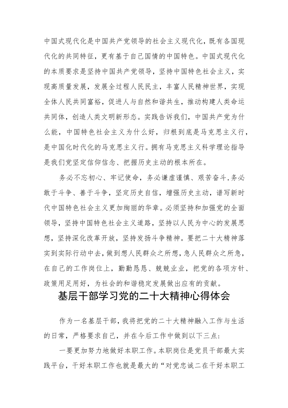 法院基层干部学习党的二十大心得体会通用版(三篇).docx_第3页