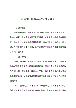 宁政发〔2023〕16号_关于印发南京市2023年政府投资计划的通知.docx