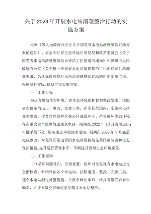 关于2023年开展水电站清理整治行动的实施方案.docx