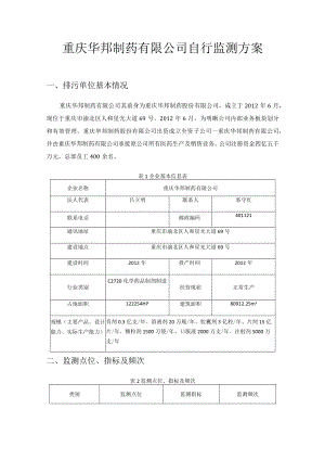 重庆华邦制药有限公司自行监测方案.docx