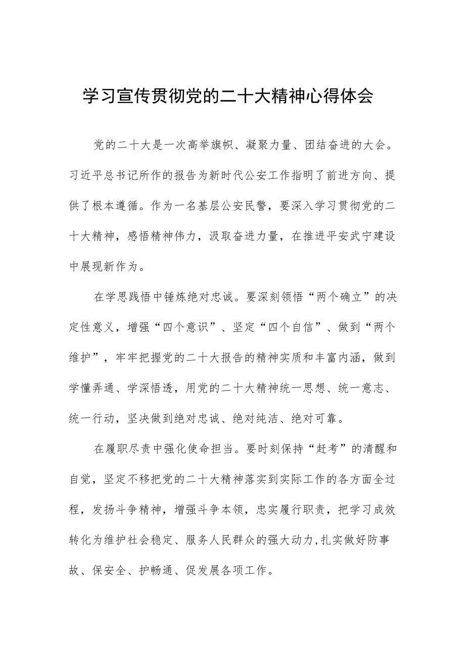 公安民警学习贯彻党的二十大精神心得体会十篇.docx_第1页