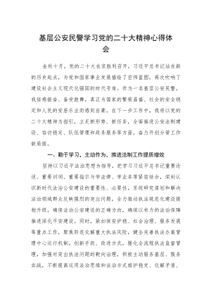 基层公安民警学习党的二十大精神心得体会通用版(三篇).docx