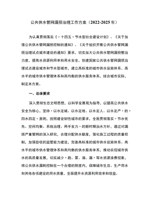 公共供水管网漏损治理工作方案（2022-2025年）.docx