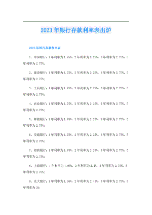 2023年银行存款利率表出炉.doc