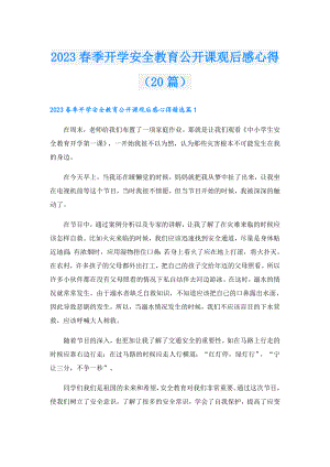 2023季开学安全教育公开课观后感心得（20篇）.doc