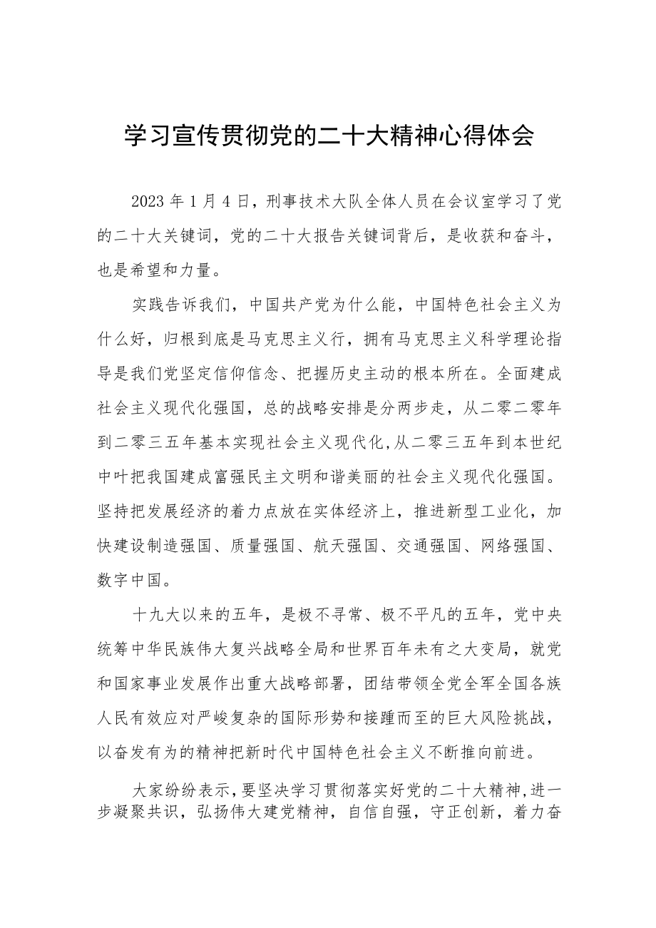 警察学习贯彻党的二十大精神心得感悟十篇 - 副本.docx_第1页