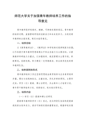 师范大学关于加强青年教师培养工作的指导意见.docx