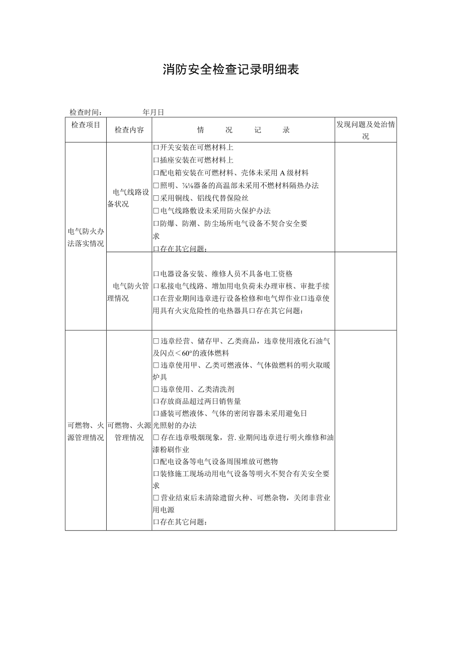 消防安全检查记录明细表.docx_第1页