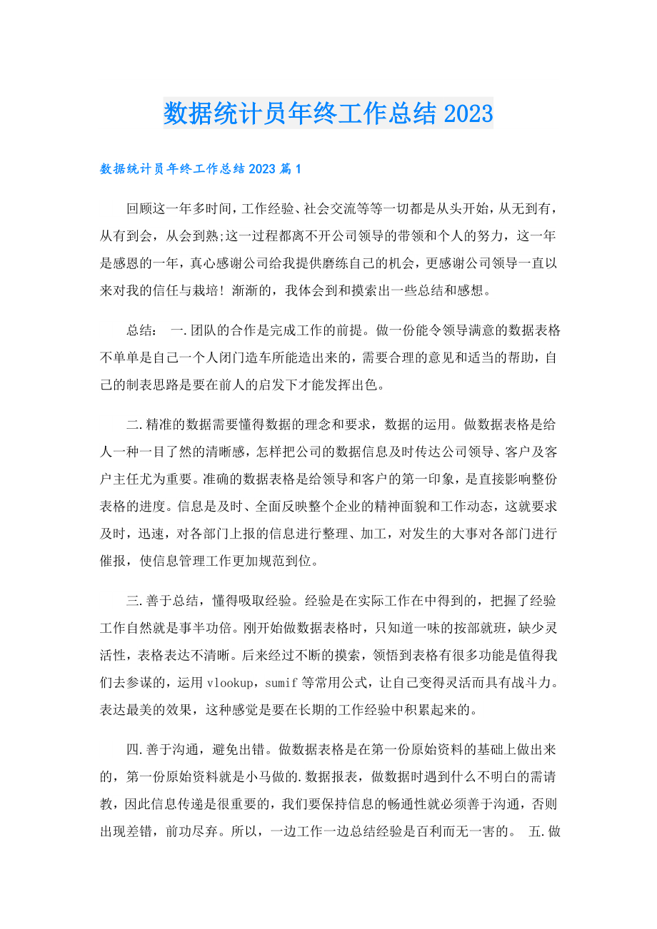 数据统计员年终工作总结2023.doc_第1页