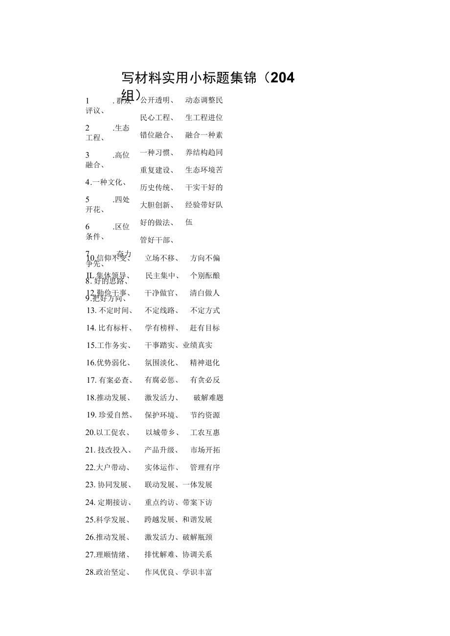 写材料实用小标题集锦（204组）.docx_第1页