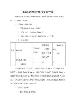 妇幼保健院叶酸片采购方案.docx