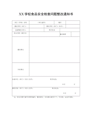 XX学校食品安全检查问题整改通知书.docx