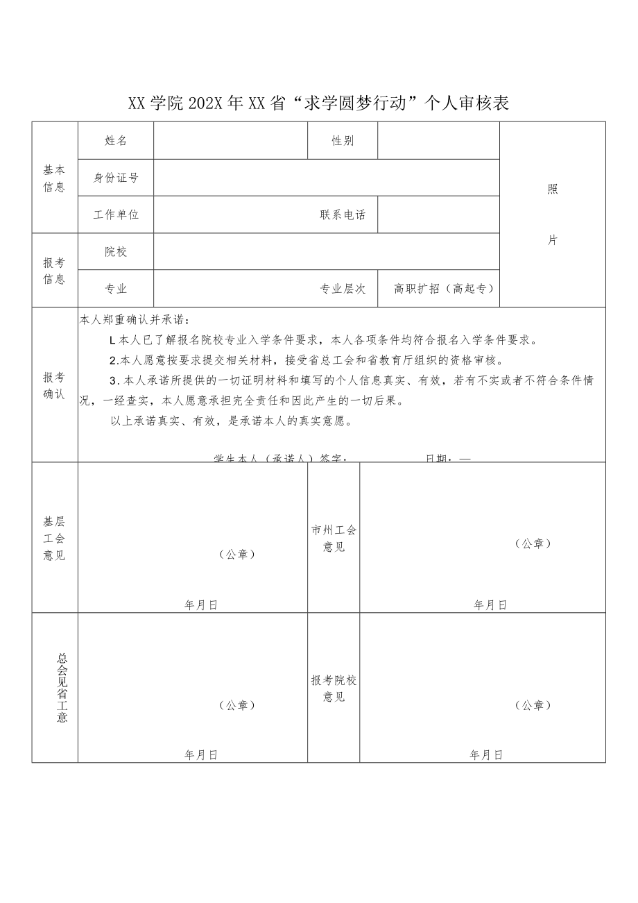 XX学院202X年XX省“求学圆梦行动”个人审核表.docx_第1页