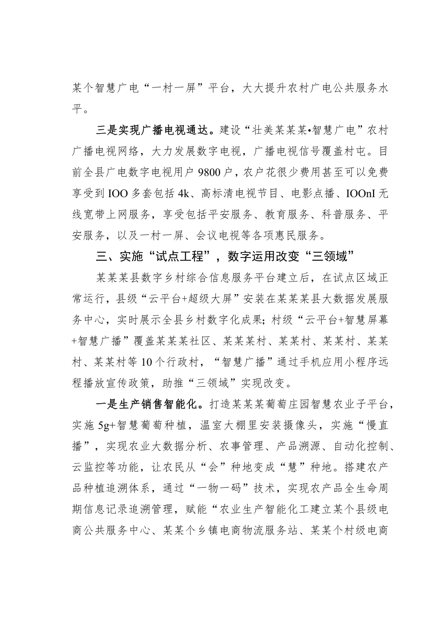 某某县全力打造数字乡村建设助力乡村振兴的情况的汇报.docx_第3页