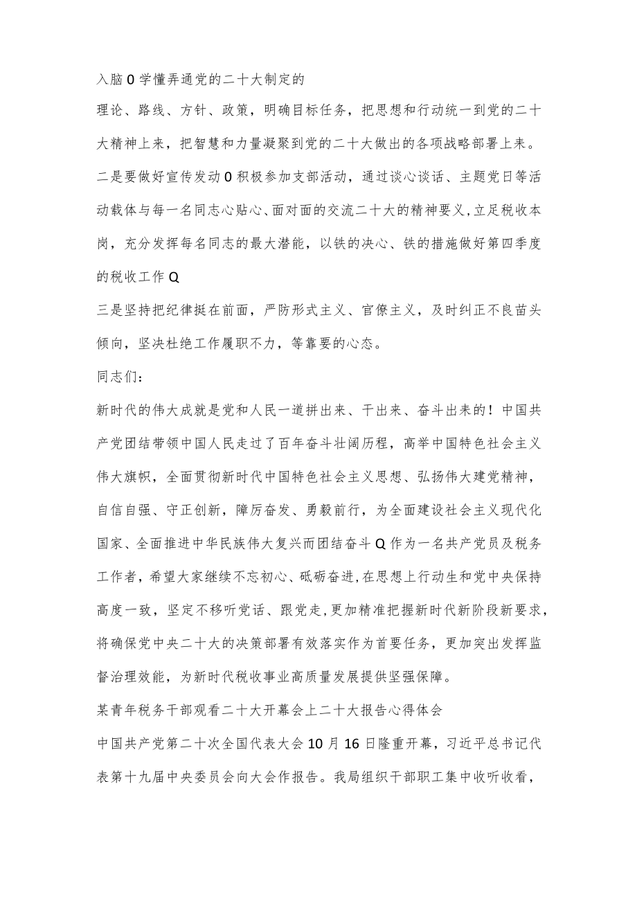 （4篇）税务局党员干部学习二十大精神心得体会研讨交流发言.docx_第2页