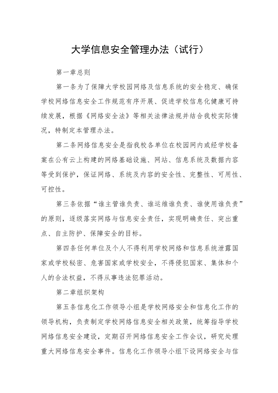 大学信息安全管理办法（试行）.docx_第1页