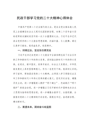 2023年民政干部学习党的二十大精神心得体会.docx