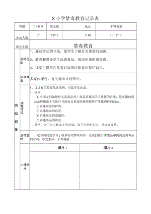 二（4）班禁毒主题班会记录表(2023版).docx