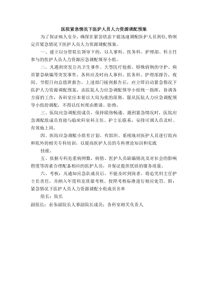 医院紧急情况下医护人员人力资源调配预案.docx