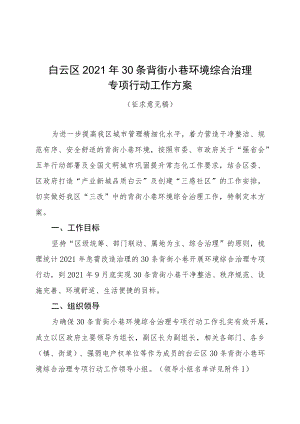 白云区2021年30条背街小巷环境综合治理专项行动工作方案.docx