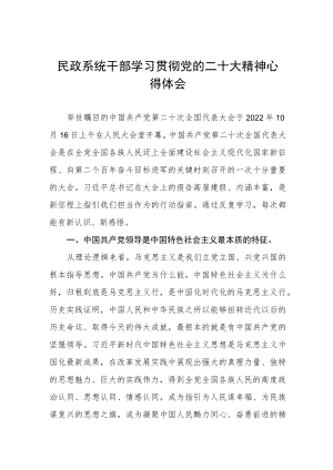 民政系统干部学习贯彻党的二十大精神心得体会.docx