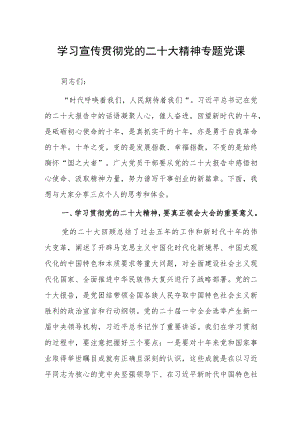 学习宣传贯彻党的二十大精神专题党课.docx