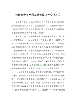 我处在全省水利工作会议上作交流发言（20230203）.docx