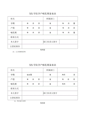 XX学院孕产哺乳期备案表.docx