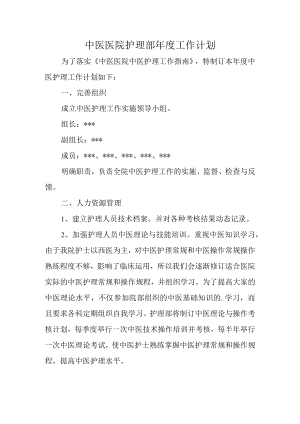 中医医院护理部年度工作计划.docx