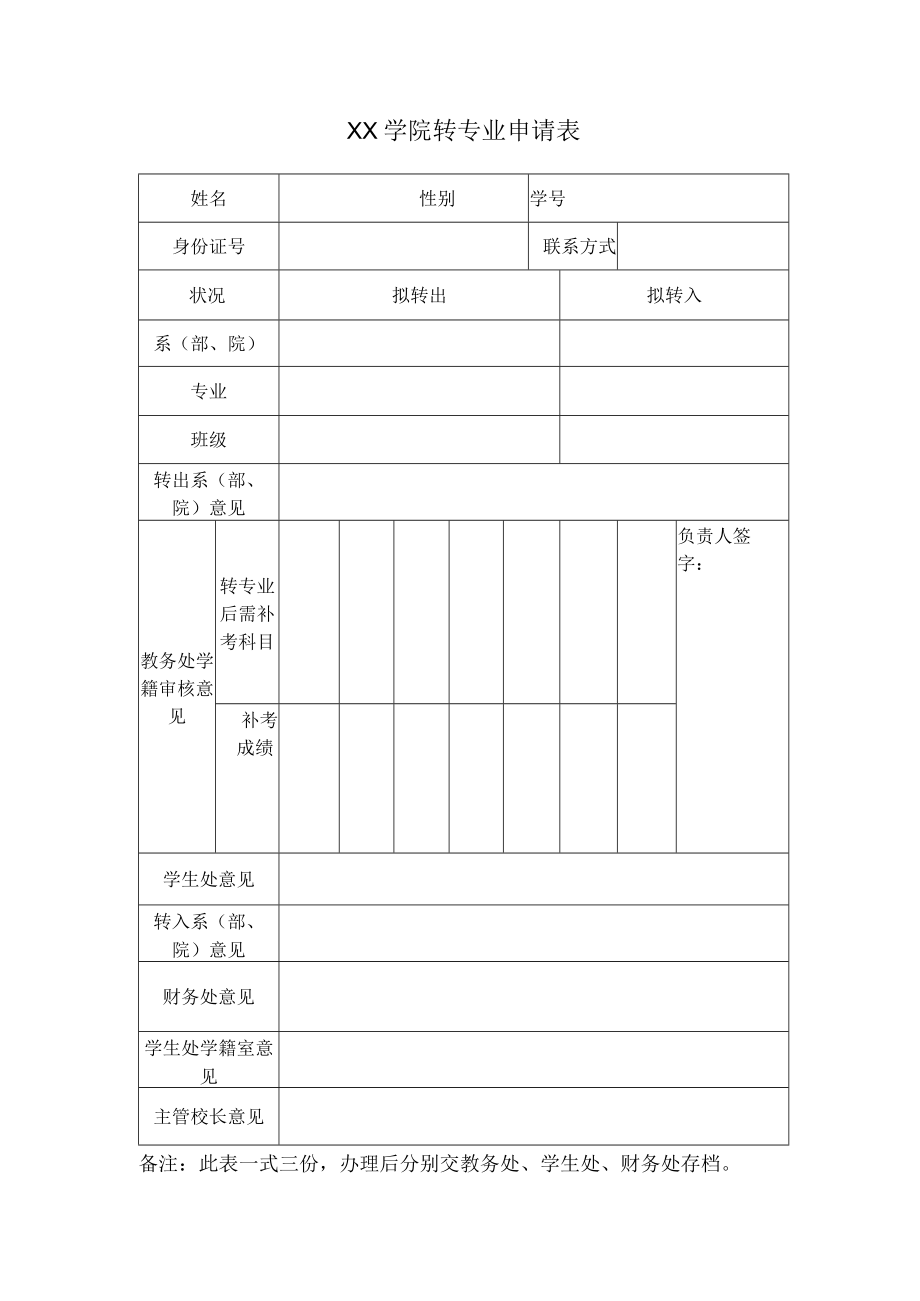 XX学院转专业申请表.docx_第1页