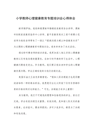 小学教师心理健康教育专题培训会心得体会.docx