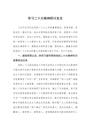 2023年学习践行党的二十大精神研讨发言材料范文六篇.docx